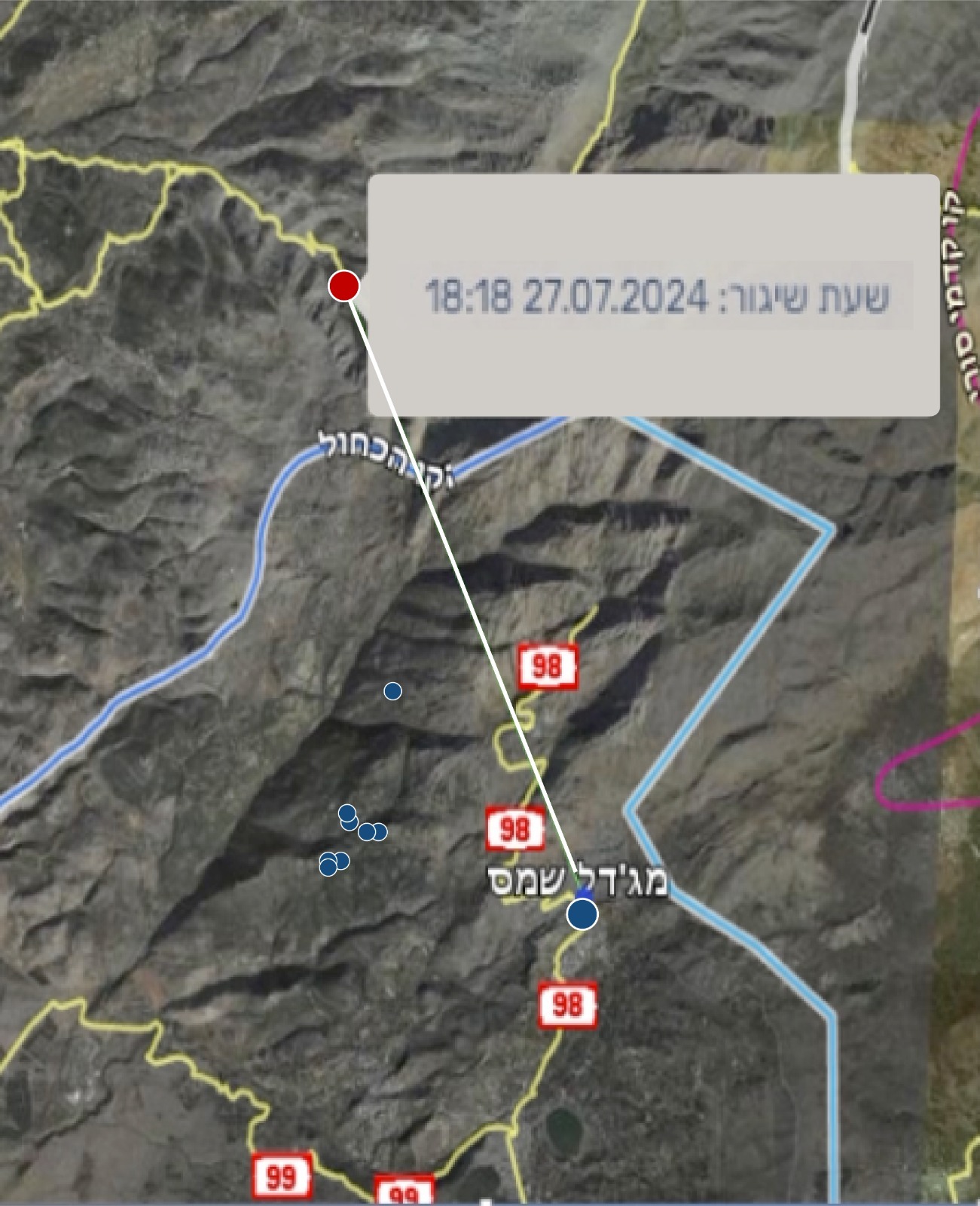 The IDF released the flight path of the Hezbollah missile.